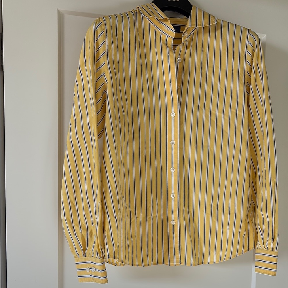 Yellow and Blue Button Down Shirt with Stripes
